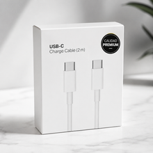 Cargar imagen en el visor de la galería, Cable USB-C a USB-C Compatible MacBook iPad | Premium 2M PD 100W Blanco carga rapida