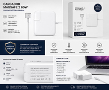 Cargar imagen en el visor de la galería, Cargador Macbook 60w Magsafe 2 T Tip Factory calidad Premium Quality