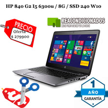 Cargar imagen en el visor de la galería, Elite book 840 G2 / 8GB / 240 GB / Empresarial linea / windows 10 pro Sin Cámara WEB REACONDICIONADO