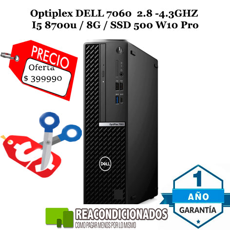 Dell OptiPlex 7060  SSD 512GB /8GB RAM / Procesador CI5  8va Reacondicionado