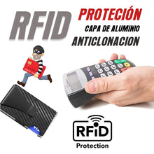 Cargar imagen en el visor de la galería, Tarjetero billetera de la fibra de carbono de aluminio RFID Minimalista