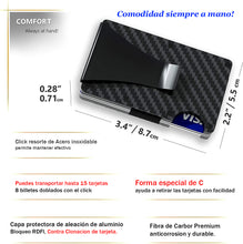 Cargar imagen en el visor de la galería, Tarjetero billetera de la fibra de carbono de aluminio RFID Minimalista