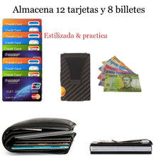 Cargar imagen en el visor de la galería, Tarjetero billetera de la fibra de carbono de aluminio RFID Minimalista