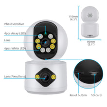 Cargar imagen en el visor de la galería, Pack de 2, 3, 4 , 5 y 6 Cámaras de Seguridad para uso Doméstico. Visión Panorámica, Doble Lente Múltiples vistas
