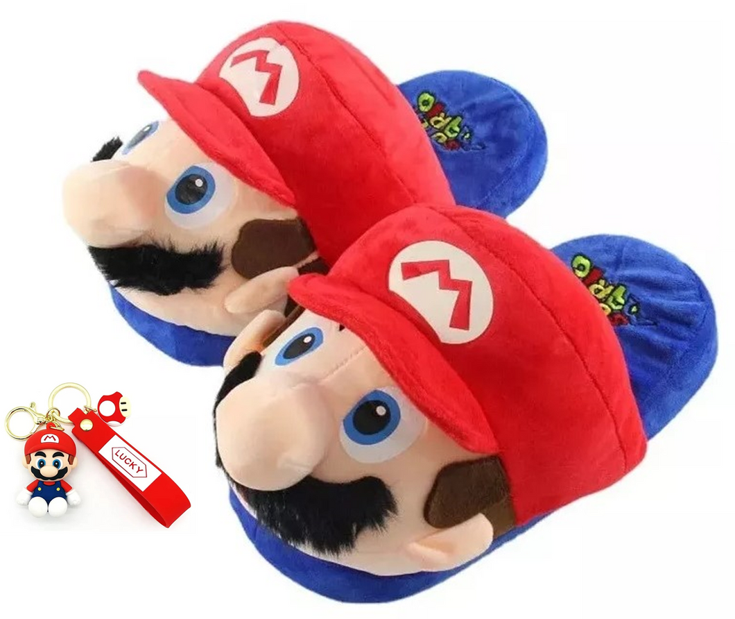 Pantuflas Super Mario Bros, Personajes Unisex todas las tallas con llavero