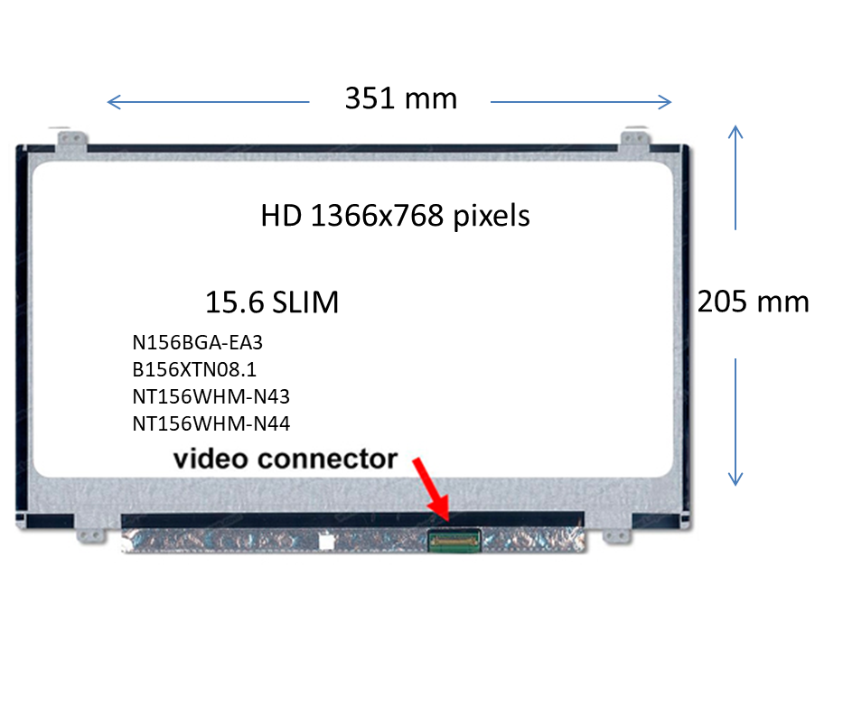 Pantalla Laptop 15.6 Led  SLIM 30 PINES IPS HD 1366x768 BD Sg Nanoedge