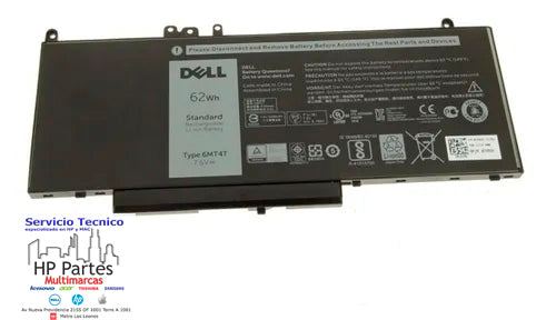 BATERIA DELL LATITUDE E5470 4 CELDAS ORIGINAL NEGRO 07V69Y, 0WYJC2, 1KY05, 6MT4T, 79VRK, 7V69Y, 8V5GX, G5M10, GMT4T, R9XM9 TXF9M, WYJC2