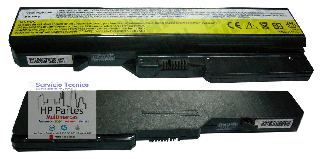 BATERIA LENOVO G460 G470 ALTERNATIVA 6 CELDAS NEGRO 121001071, 121001091, 121001094, 121001095, 121001096