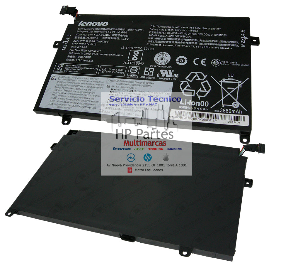 BATERIA LENOVO THINKPAD E470 ORIGINAL 3 CELDAS NEGRO 01AV411, 01AV412, SB10K97568, SB10K97569