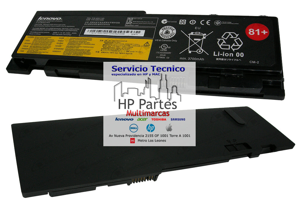 BATERIA LENOVO THINKPAD T420S ORGINAL 6 CELDAS NEGRO +81 0A36287, 42T4844, 42T4845, 42T4846, 42T4847, 45N1036, 45N1037, 45N1038