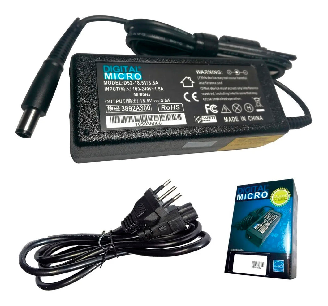 Cargador HP 65W ALTERNATIVO 18,5V 3,5A PUNTA 7,4X5,0