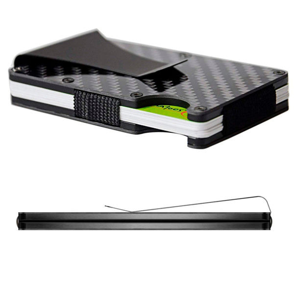 Tarjetero billetera de la fibra de carbono de aluminio RFID Minimalista